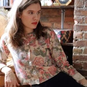 Rouje Floral Pink and Green Cardigan